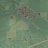 Second close-up of the map of Vernon, Shiawassee County, Michigan print showing more streets and buildings