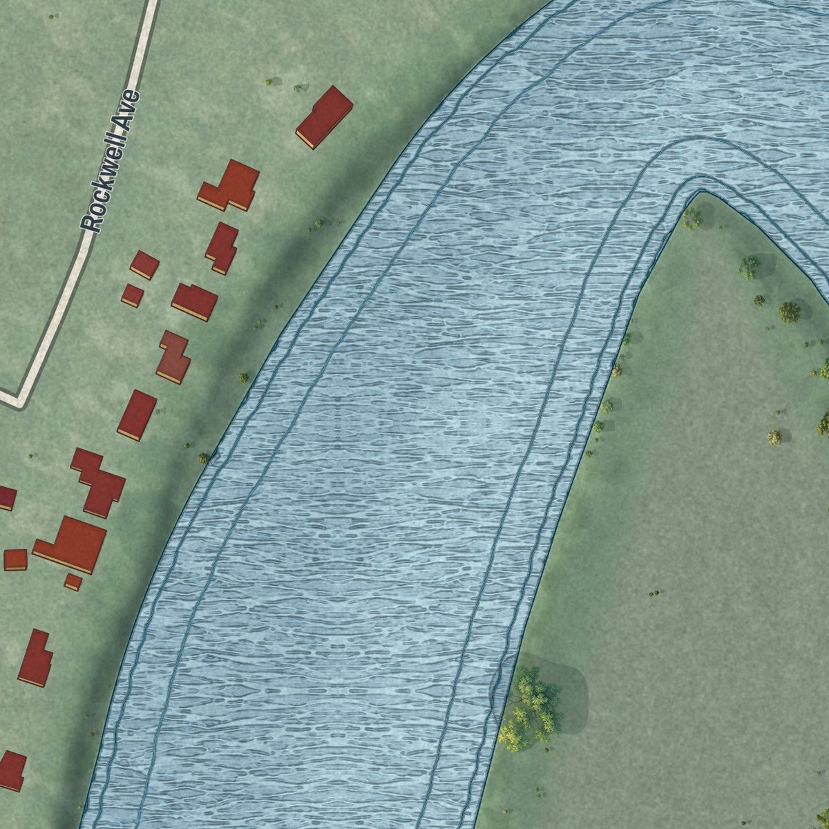 Second close-up of the map of Vernonburg, Georgia print showing more streets and buildings