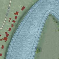 Second close-up of the map of Vernonburg, Georgia print showing more streets and buildings