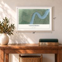 Vernonburg, Georgia map, 12 x 18 inch print in a white frame in an entryway