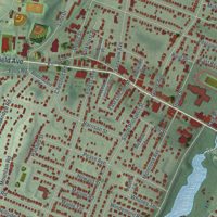 Second close-up of the map of Verona, New Jersey print showing more streets and buildings