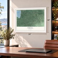 Verona, New York map, 18 x 24 inch print in a white frame in a home office