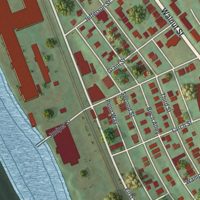 Second close-up of the map of Versailles, Pennsylvania print showing more streets and buildings