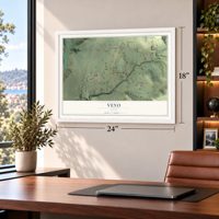 Veyo, Utah map, 18 x 24 inch print in a white frame in a home office