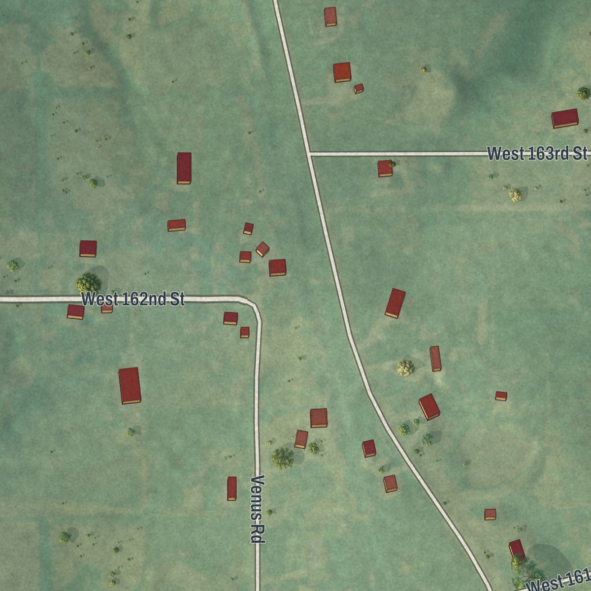 Second close-up of the map of Vibbard, Missouri print showing more streets and buildings