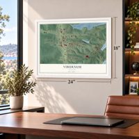 Viburnum, Missouri map, 18 x 24 inch print in a white frame in a home office