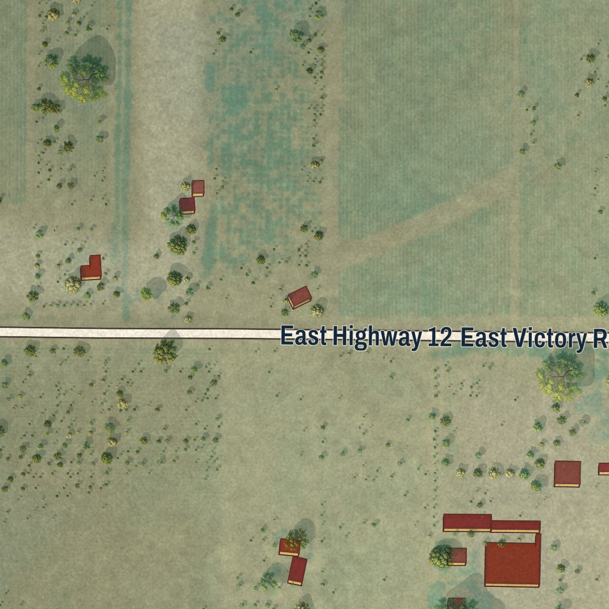 Second close-up of the map of Victor, California print showing more streets and buildings