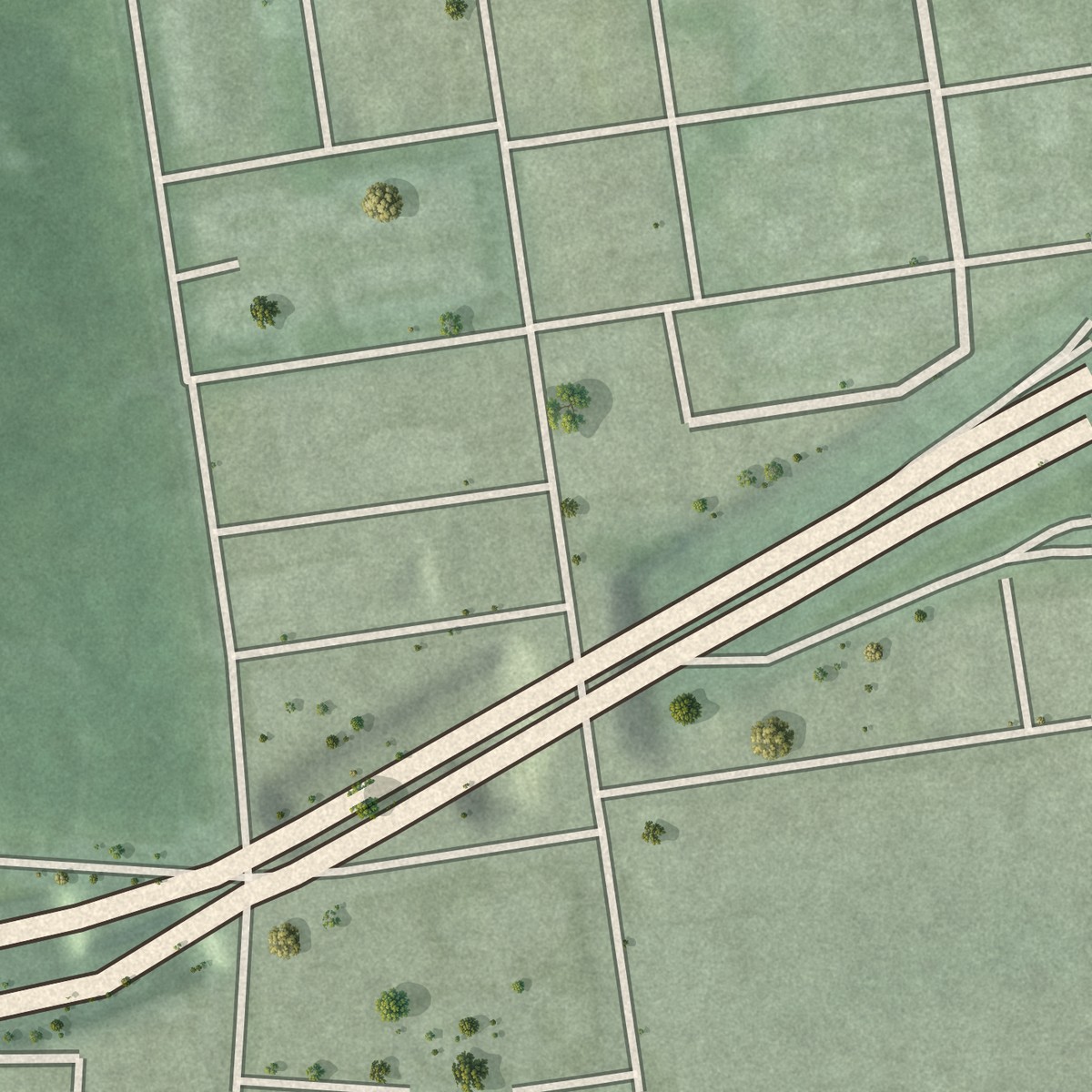 Second close-up of the map of Victorian Village, Ohio print showing more streets and buildings