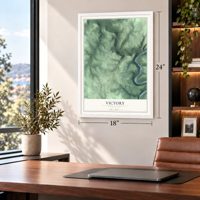 Victory, Pennsylvania map, 18 x 24 inch print in a white frame in a home office