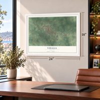 Vidalia, Georgia map, 18 x 24 inch print in a white frame in a home office