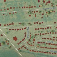 Second close-up of the map of Vienna Bend, Louisiana print showing more streets and buildings