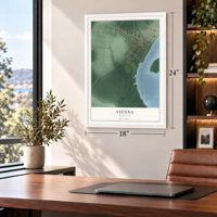 Vienna, Maryland map, 18 x 24 inch print in a white frame in a home office
