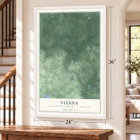 Vienna, Montmorency County, Michigan map, 24 x 36 inch print in a white frame by a staircase