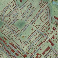 Second close-up of the map of Vienna, Virginia print showing more streets and buildings