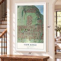 View Ridge, Washington map, 24 x 36 inch print in a white frame by a staircase