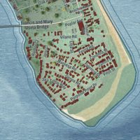 Second close-up of the map of Vilano Beach, Florida print showing more streets and buildings