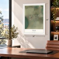 Vilas, Colorado map, 18 x 24 inch print in a white frame in a home office