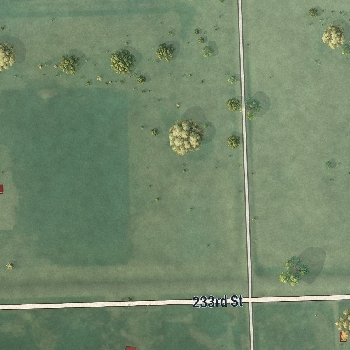 Second close-up of the map of Vilas, South Dakota print showing more streets and buildings