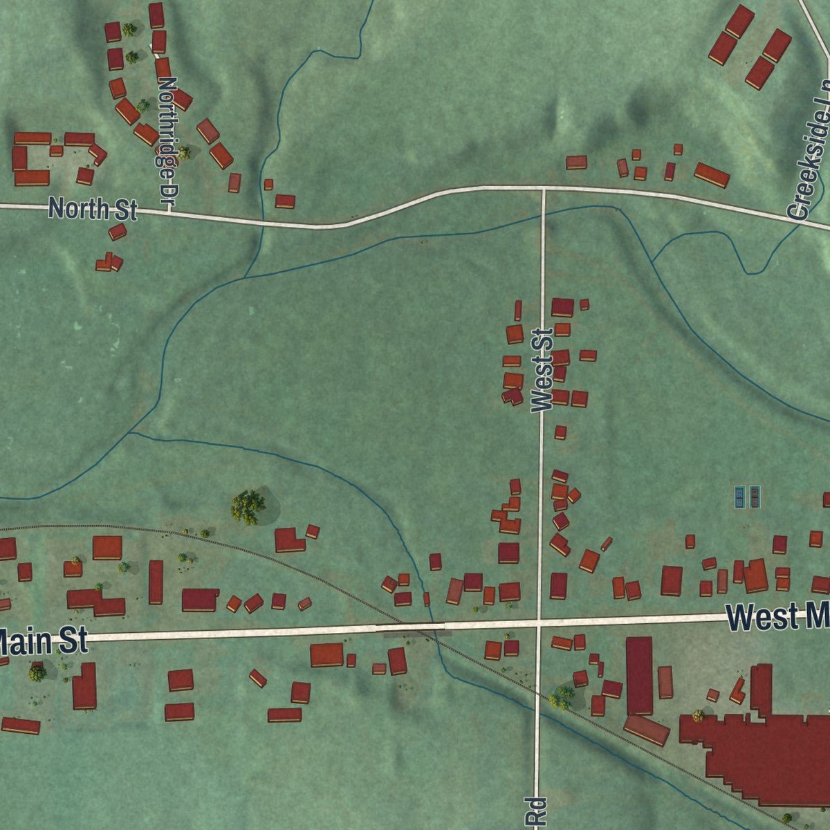 Second close-up of the map of the Village of Arcade, New York print showing more streets and buildings