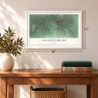 Village of Arcade, New York map, 12 x 18 inch print in a white frame in an entryway