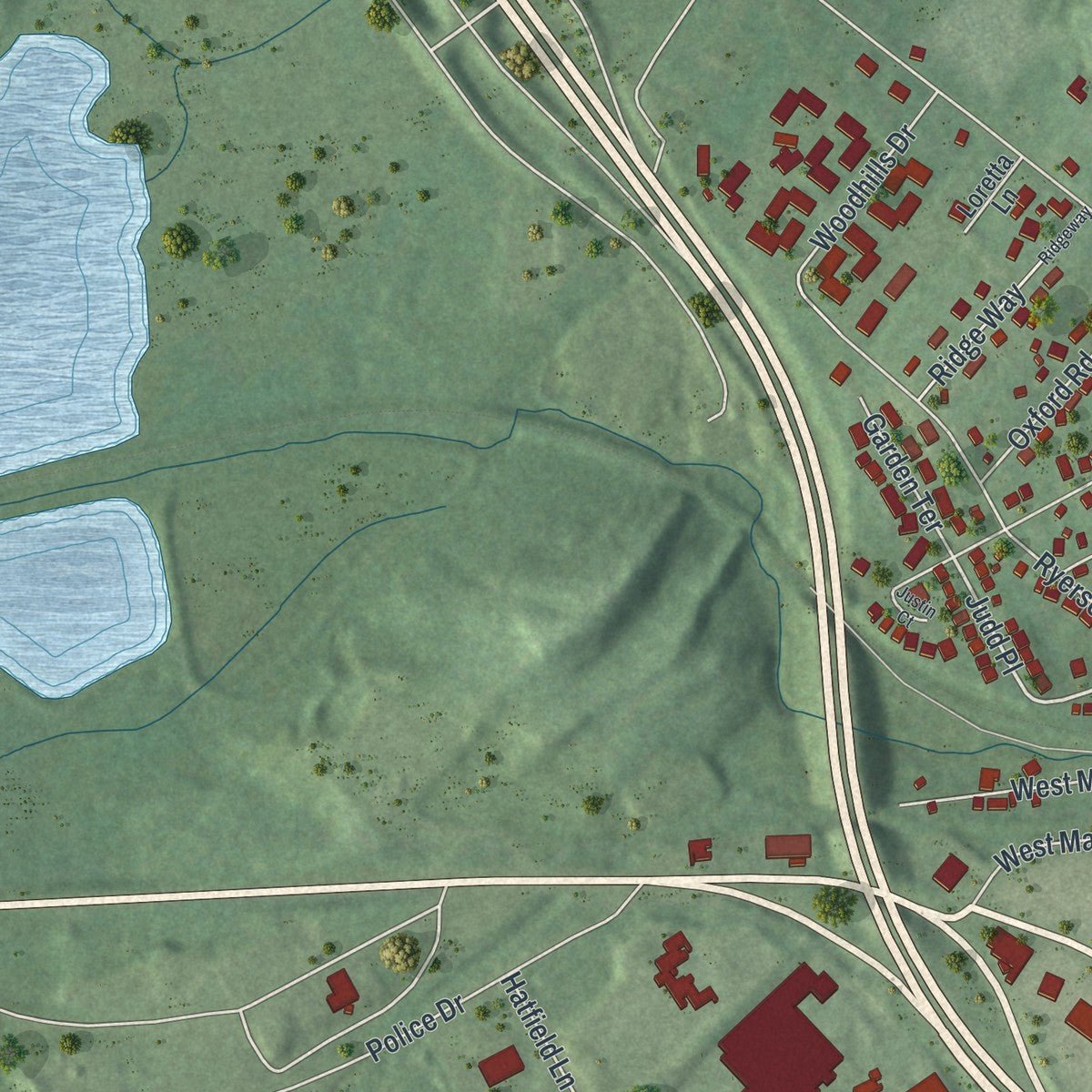 Second close-up of the map of the Village of Goshen, New York print showing more streets and buildings