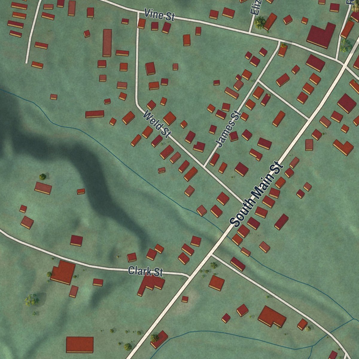 Second close-up of the map of the Village of Naples, New York print showing more streets and buildings