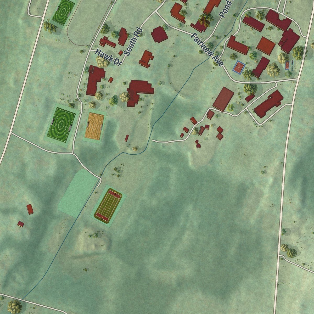 Second close-up of the map of the Village of New Paltz, New York print showing more streets and buildings