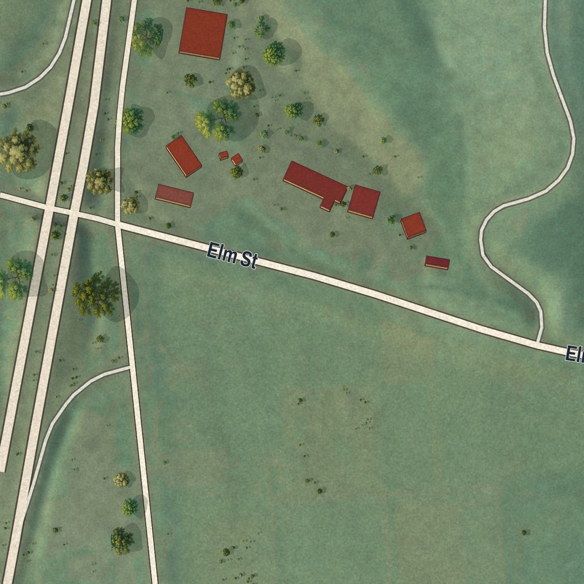 Second close-up of the map of the Village of Tully, New York print showing more streets and buildings