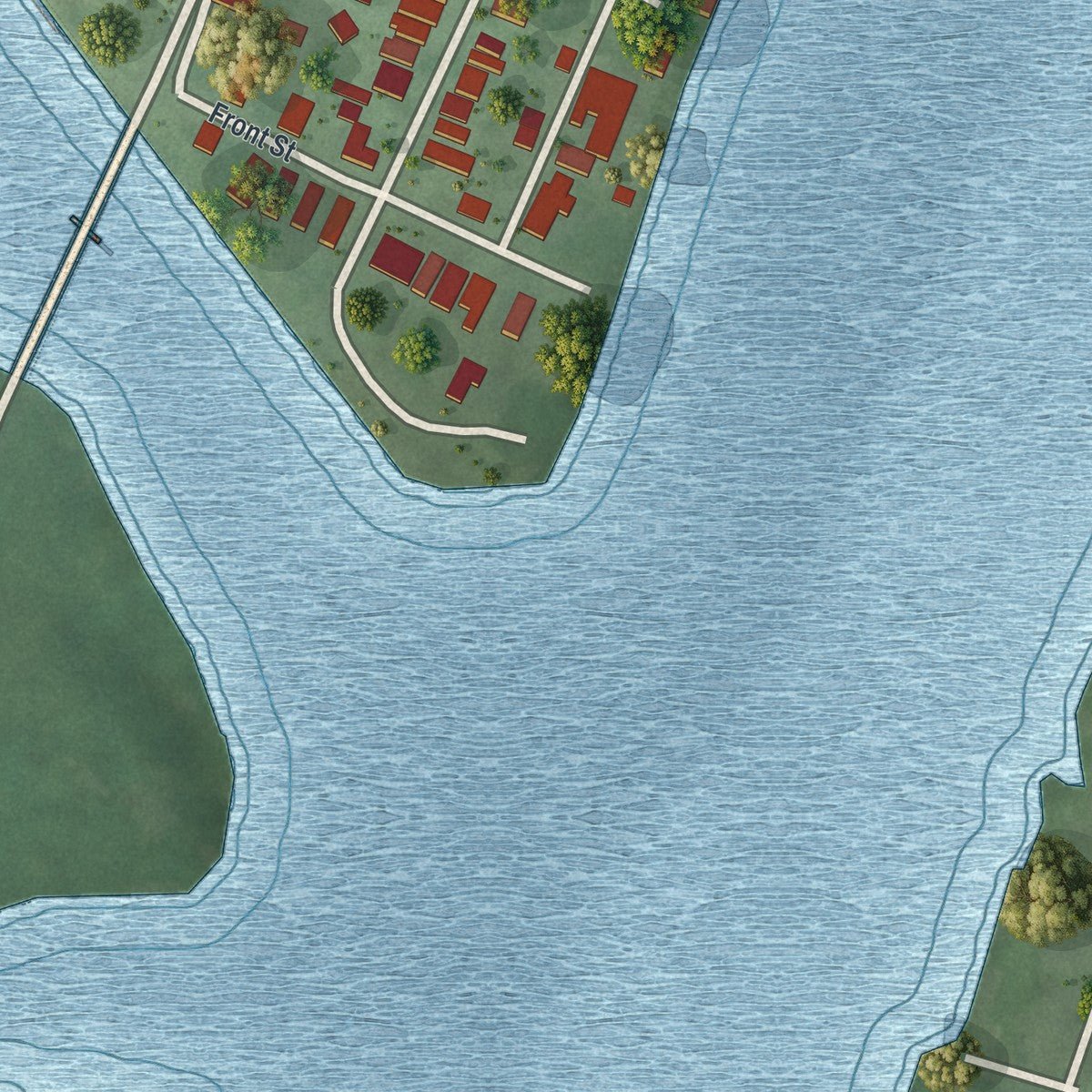 Second close-up of the map of the Village of Waterford, New York print showing more streets and buildings