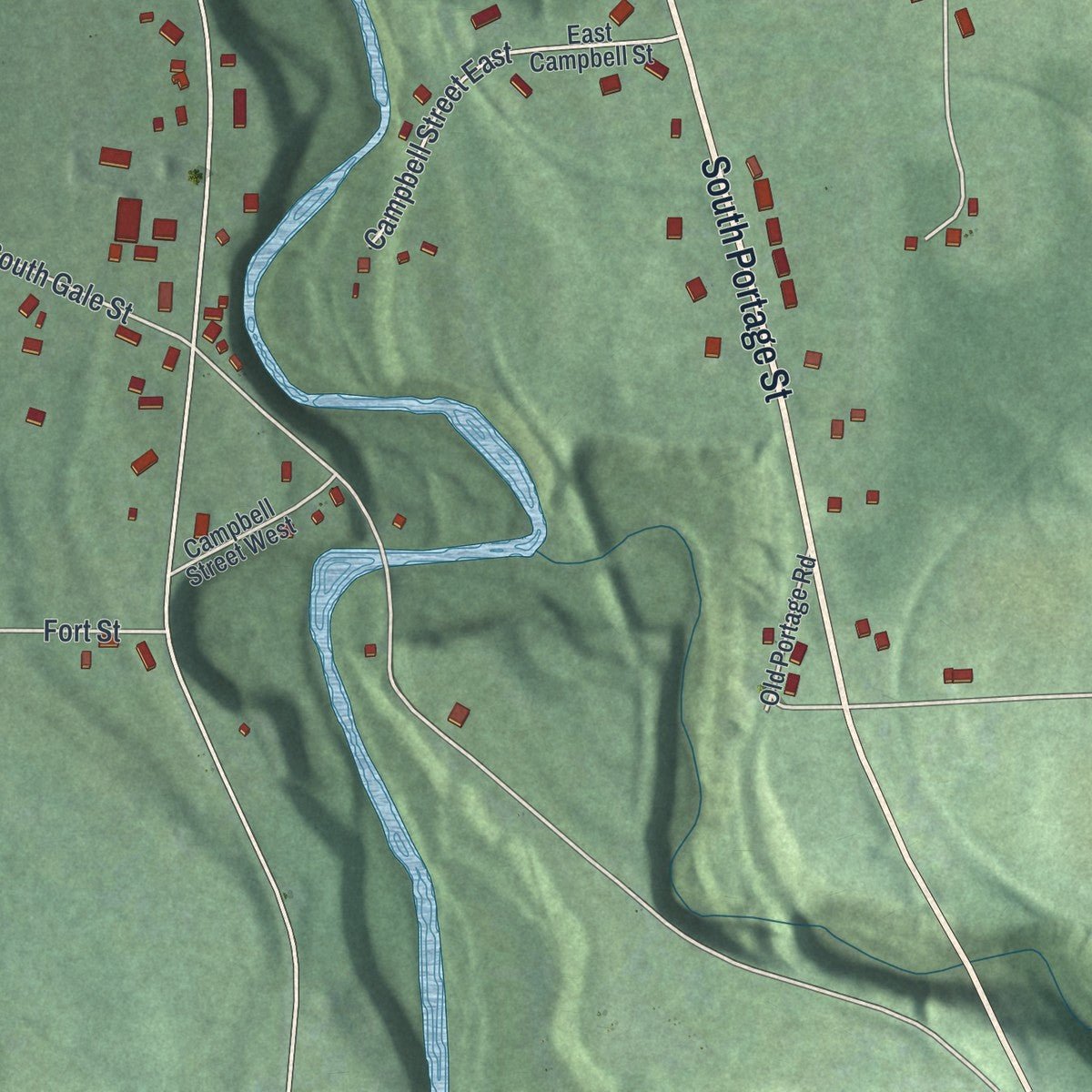 Second close-up of the map of the Village of Westfield, New York print showing more streets and buildings