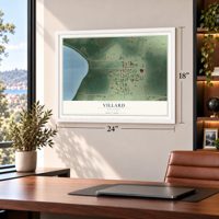 Villard, Minnesota map, 18 x 24 inch print in a white frame in a home office