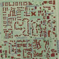 Second close-up of the map of Villas, Florida print showing more streets and buildings
