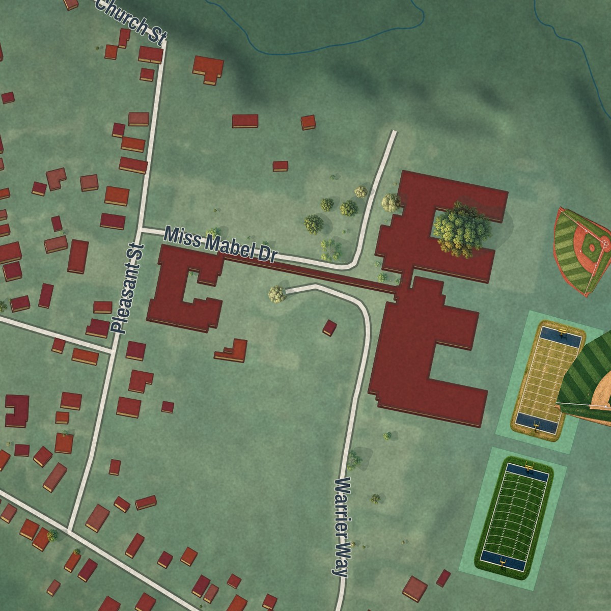 Second close-up of the map of Vincentown, New Jersey print showing more streets and buildings