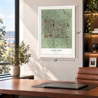 Vine City, Georgia map, 18 x 24 inch print in a white frame in a home office