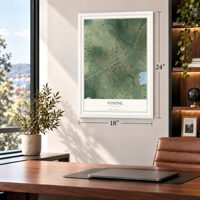Vining, Minnesota map, 18 x 24 inch print in a white frame in a home office