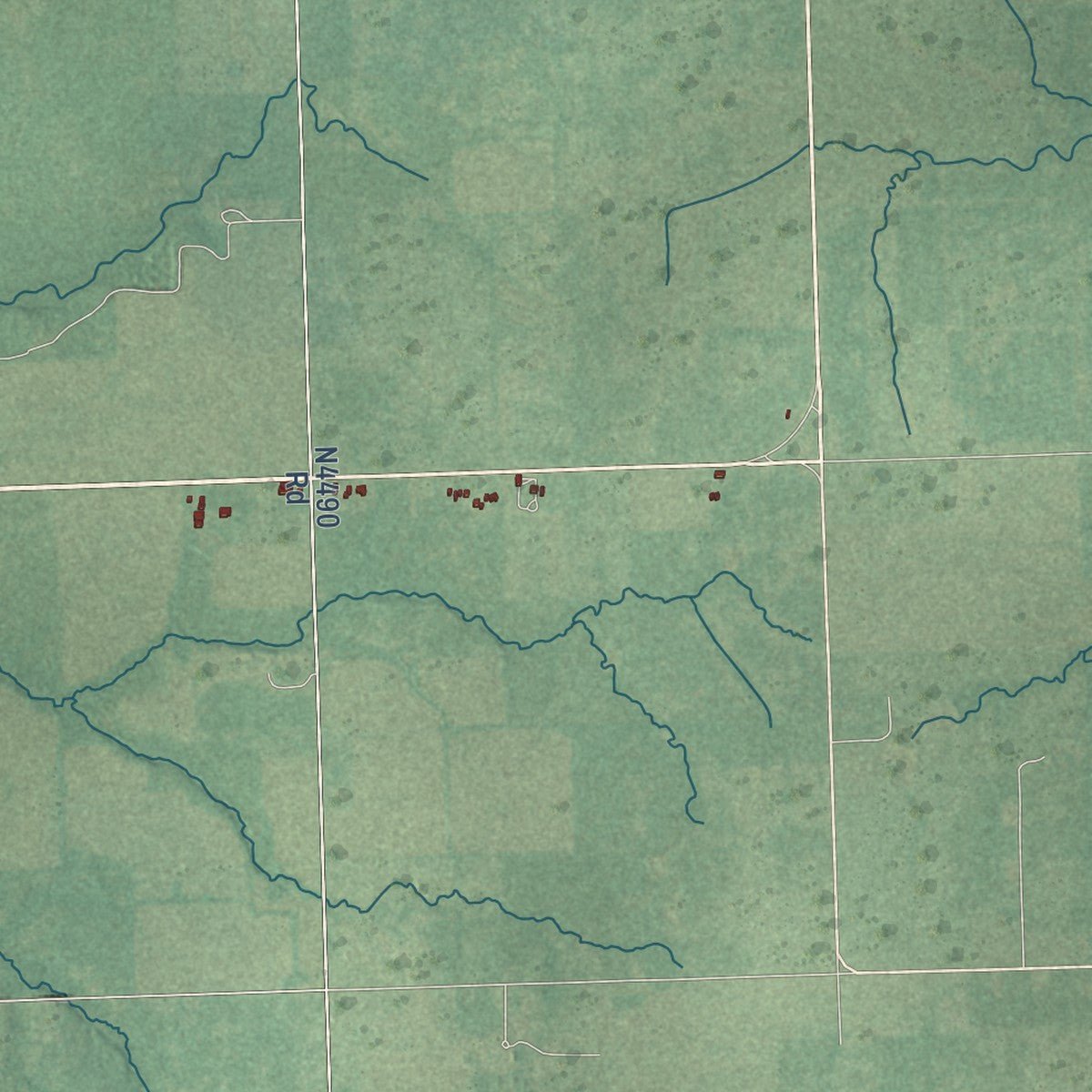 Second close-up of the map of Vinita, Oklahoma print showing more streets and buildings