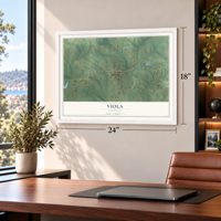 Viola, Arkansas map, 18 x 24 inch print in a white frame in a home office