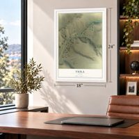 Viola, Idaho map, 18 x 24 inch print in a white frame in a home office