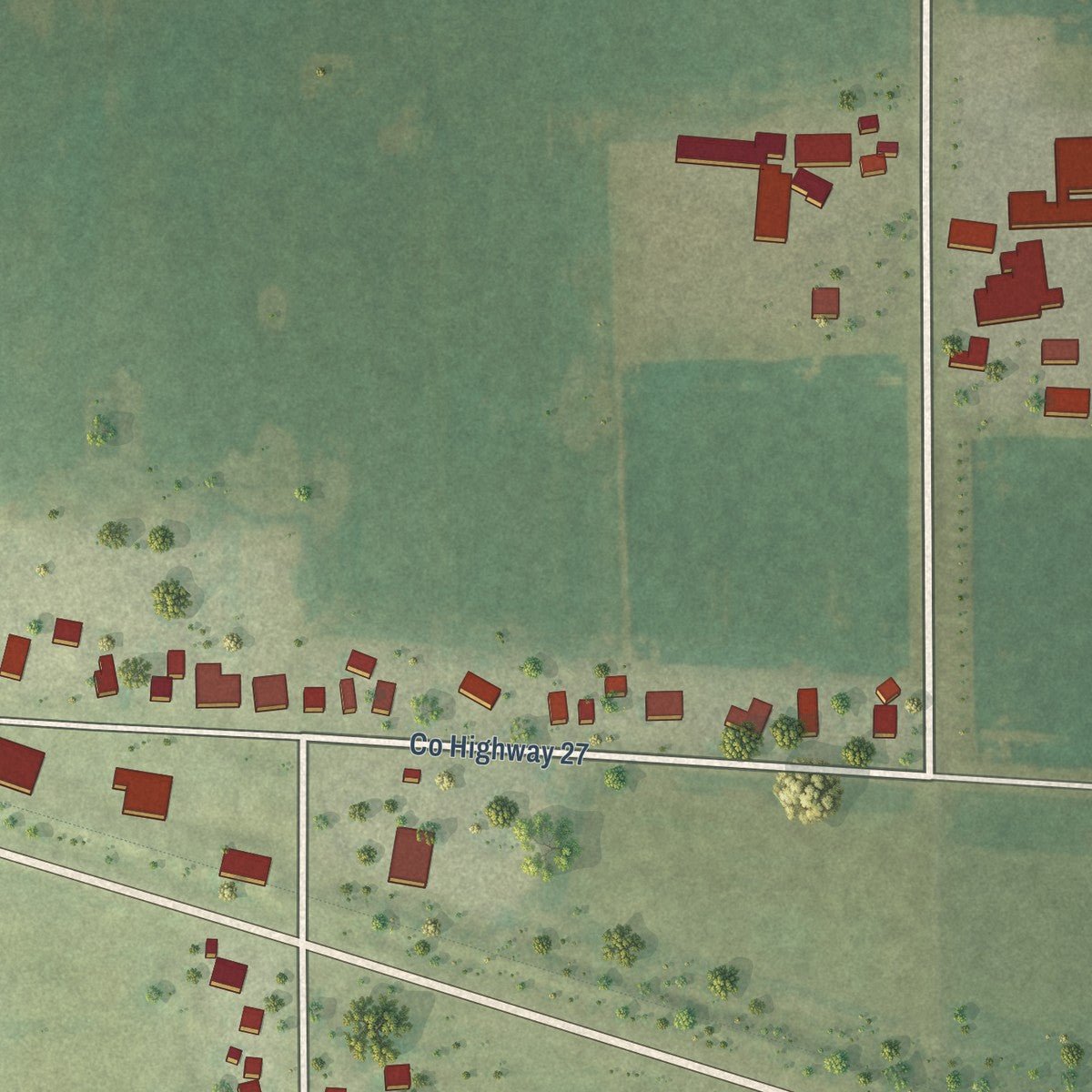 Second close-up of the map of Virgil, Illinois print showing more streets and buildings