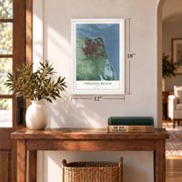 Virginia Beach, Virginia map, 12 x 18 inch print in a white frame in an entryway