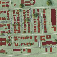 Second close-up of the map of Virginia Gardens, Florida print showing more streets and buildings