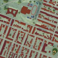 Second close-up of the map of Visitacion Valley, California print showing more streets and buildings