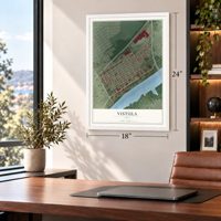 Vistula, Ohio map, 18 x 24 inch print in a white frame in a home office