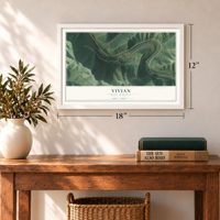 Vivian, West Virginia map, 12 x 18 inch print in a white frame in an entryway