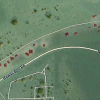 Second close-up of the map of Volcano Golf Course, Hawaii print showing more streets and buildings