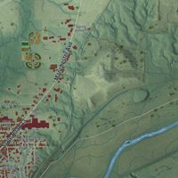 Second close-up of the map of Wabash, Indiana print showing more streets and buildings