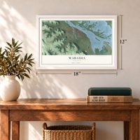 Wabasha, Minnesota map, 12 x 18 inch print in a white frame in an entryway