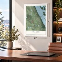 Wabasso, Florida map, 18 x 24 inch print in a white frame in a home office
