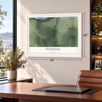 Wabaunsee, Kansas map, 18 x 24 inch print in a white frame in a home office