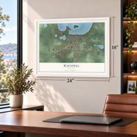 Waconia, Minnesota map, 18 x 24 inch print in a white frame in a home office
